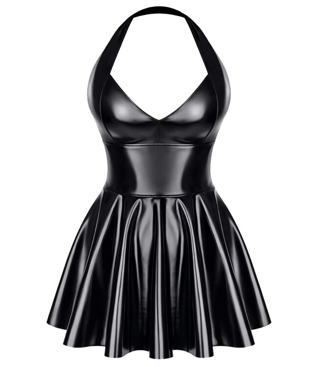 Black Wetlook Plunge Dress