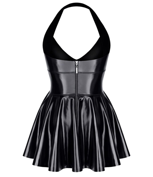 Black Wetlook Plunge Dress