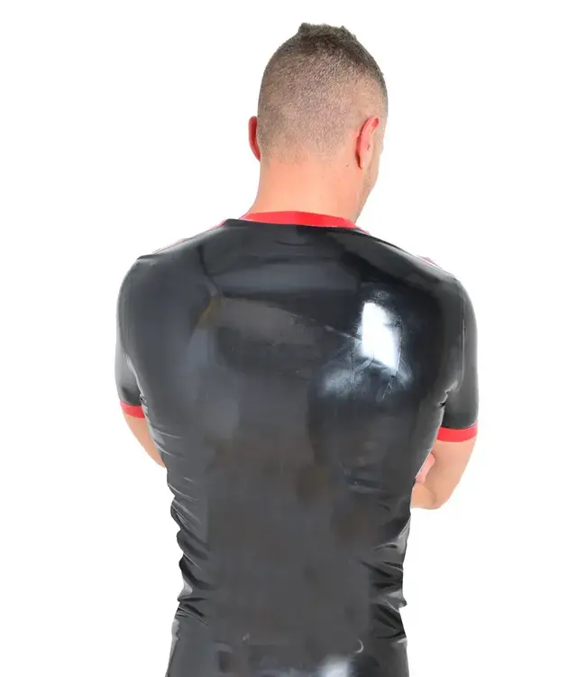 Men's Latex Stripe T-Shirt Black & Red