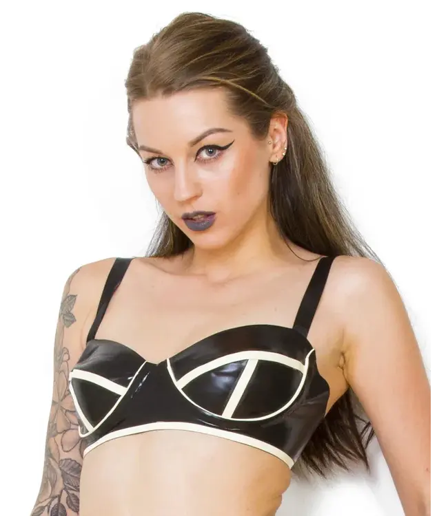 Bordello Latex Bra Black & White
