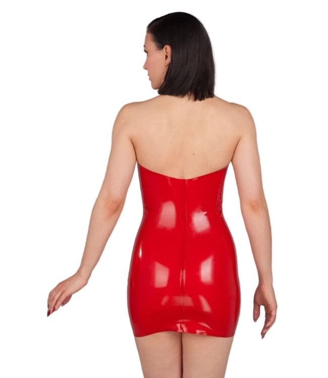 Latex Halter Blue Dress with Zipper