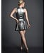 Silver Latex Dress with Flared Skirt
