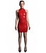 Sleeveless Red Latex Dress with a Mock Turtleneck