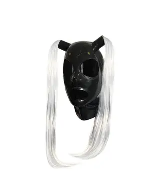 VexClothing Stallion Hood | Black Latex Hood with Ponytails