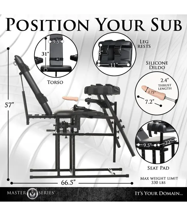 Master Series Leg Spreader Obedience Chair with Sex Machine