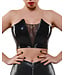 Shiny Vinyl Crop Top with Front Mesh