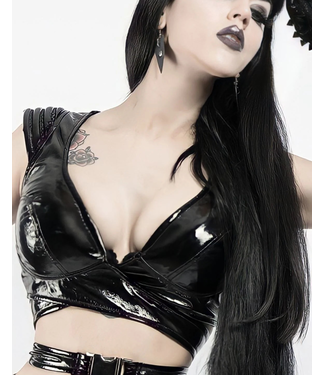 Tatjana Warnecke Glossy Black PVC Wrap Bra Top