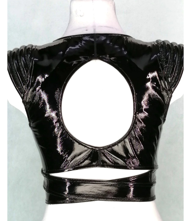 Glossy Black PVC Wrap Bra Top