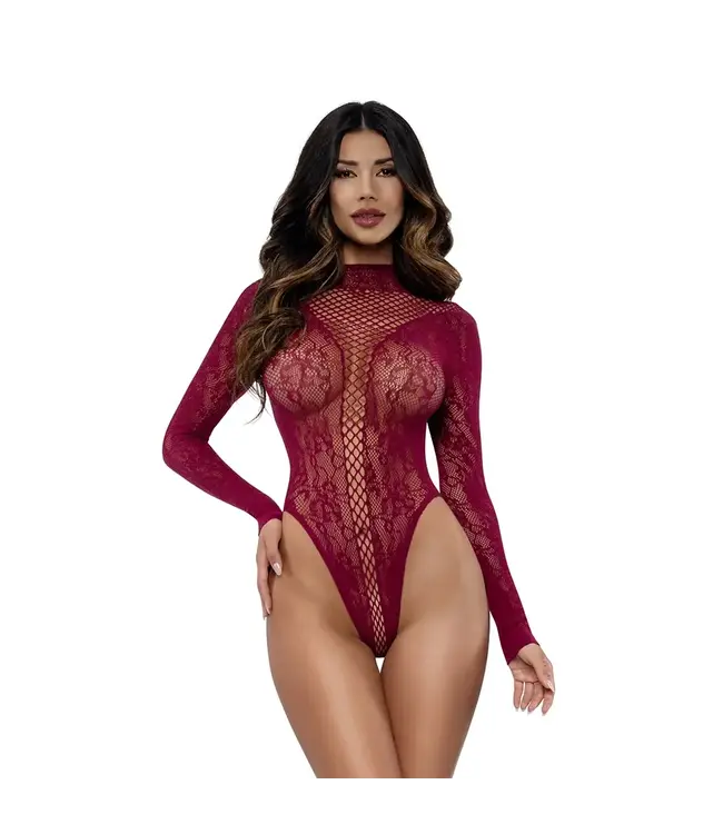 Dreamgirl Honey Long Sleeve Teddy Burgundy