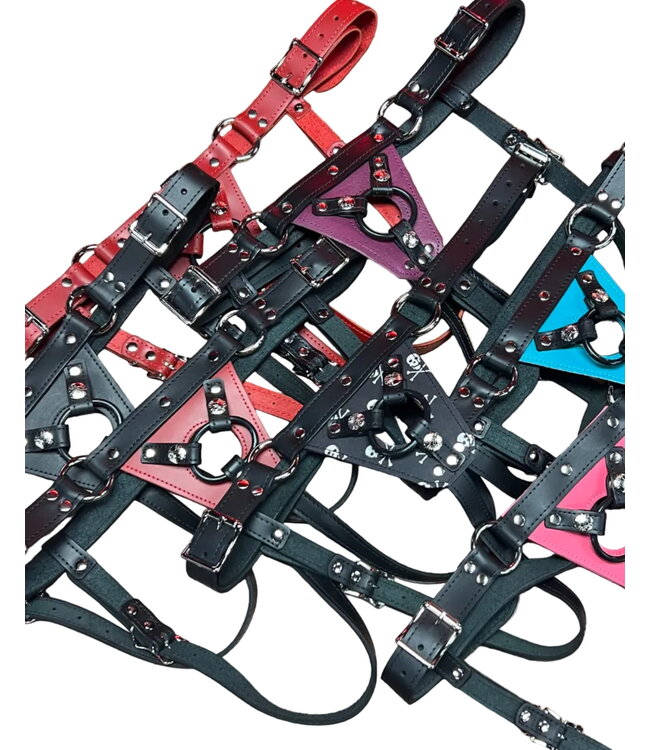 Secure Fit Strap On Leather Harness with Chrome Hardware