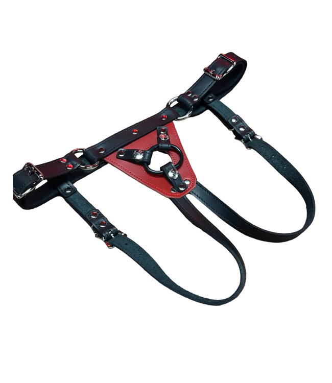 Secure Fit Strap On Leather Harness with Chrome Hardware