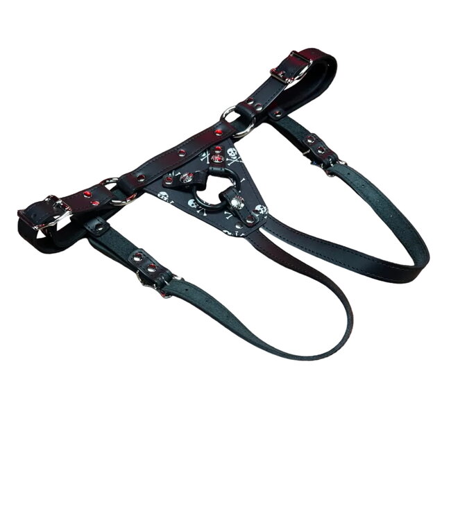 Secure Fit Strap On Leather Harness with Chrome Hardware