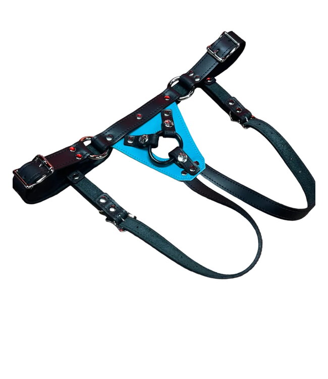 Secure Fit Strap On Leather Harness with Chrome Hardware