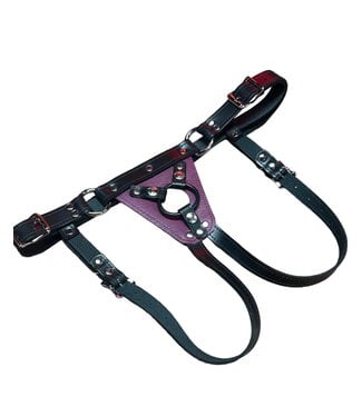 KOOKIE INT'L Secure Fit Strap On Leather Harness with Chrome Hardware