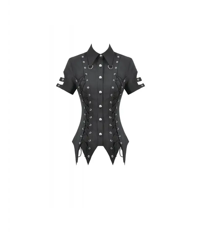 Ruptured Lace-Up Corset Style Punk Shirt