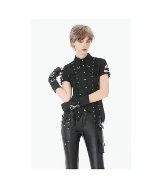 Dark In Love Ruptured Lace-Up Corset Style Punk Shirt