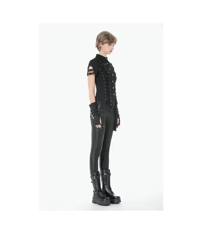 Ruptured Lace-Up Corset Style Punk Shirt