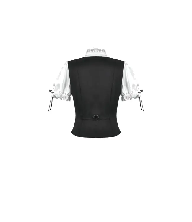 Court-Style Black White Lace Blouse