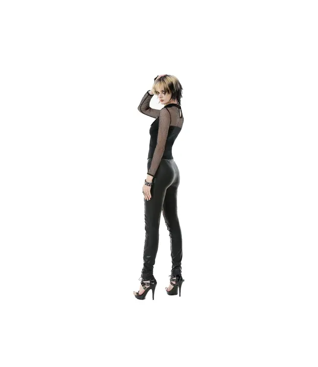 Punk Knitted Top with Mesh Overlay & Shoulder Buckles