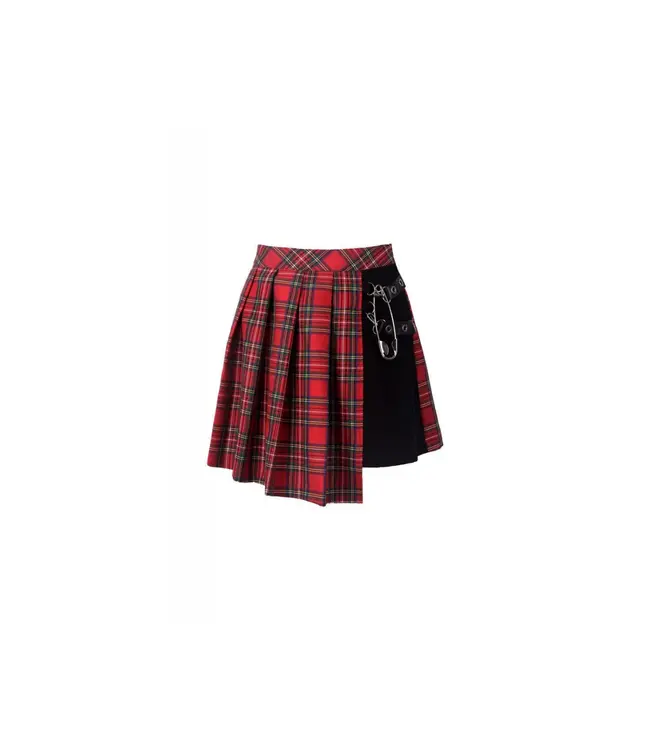 Punk Red Pleated Plaid Skirt | Gothic Punk Mini Skirt