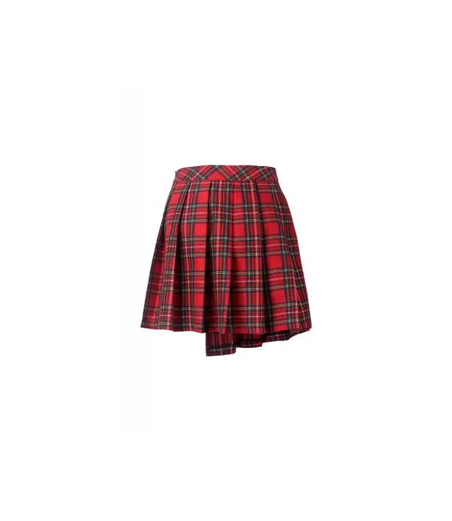 Punk Red Pleated Plaid Skirt | Gothic Punk Mini Skirt