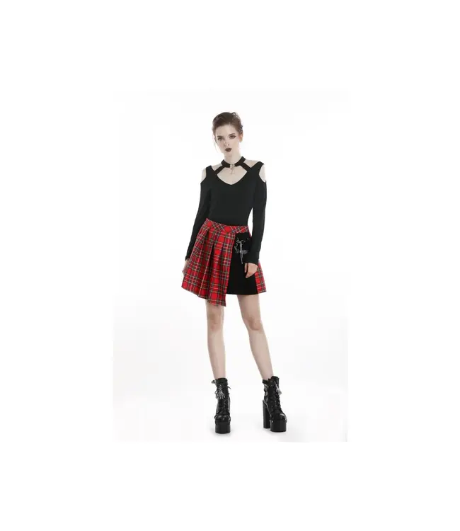 Punk Red Pleated Plaid Skirt | Gothic Punk Mini Skirt