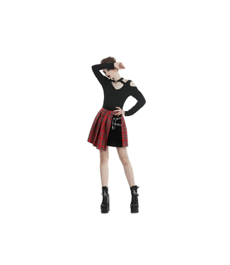 Dark In Love Punk Red Pleated Plaid Skirt | Gothic Punk Mini Skirt