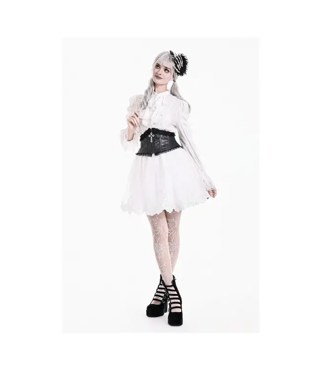 White Feather Poem Mini Skirt by Dark In Love