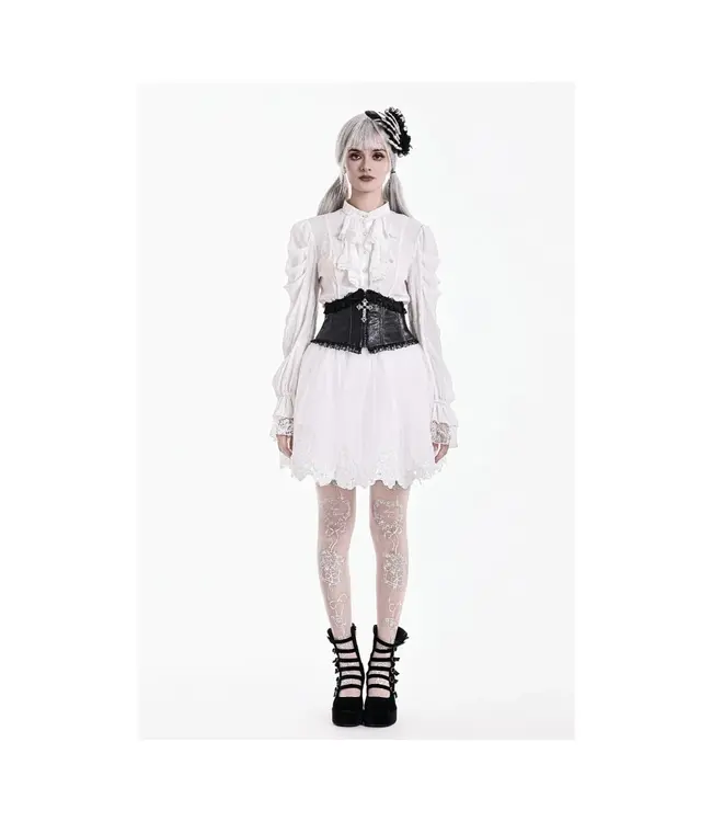 White Feather Poem Mini Skirt by Dark In Love