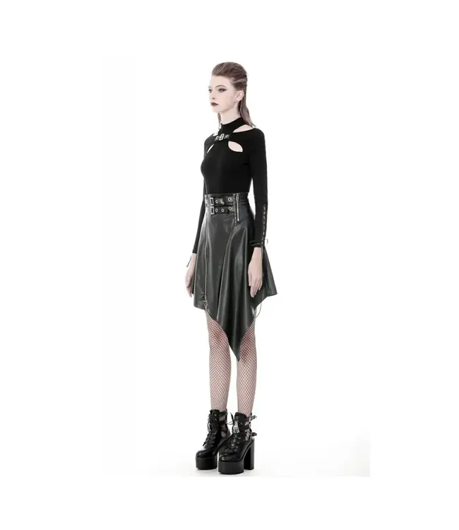 Punk PU Leather Midi Skirt by Dark In Love