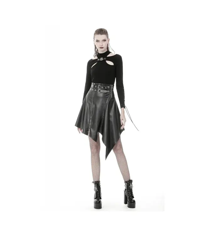 Punk PU Leather Midi Skirt by Dark In Love