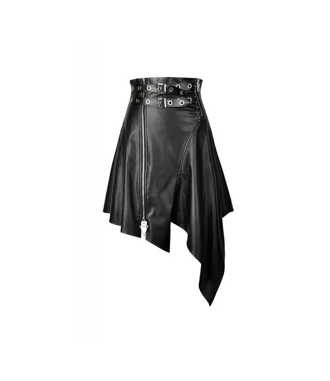 Punk PU Leather Midi Skirt by Dark In Love