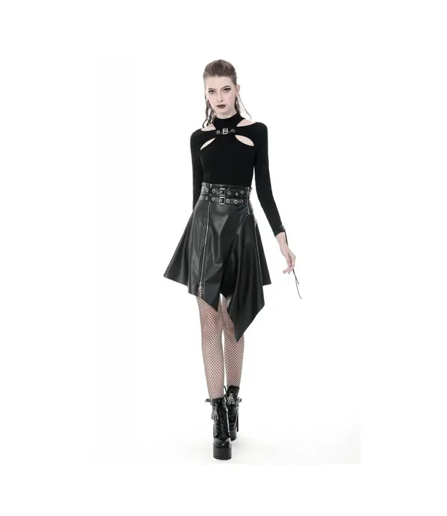 Punk PU Leather Midi Skirt by Dark In Love