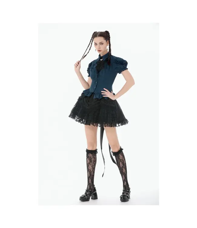 Gothic Lace Bustle Tail Skirt by Dark In Love | Lolita Ruffle Mini