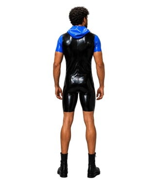 Latex101 Latex Surf Suit with Hoodie Blue and Black