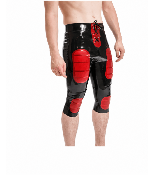 American Football Latex Shorts Black & Red