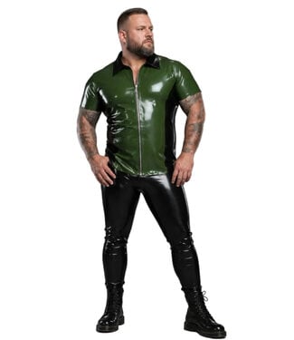 Latex101 Latex Contrast Shirt with Front Zipper Green