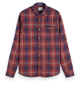 Scotch & Soda SS REGULAR-FIT CHECKED FLANNEL SHIRT RED