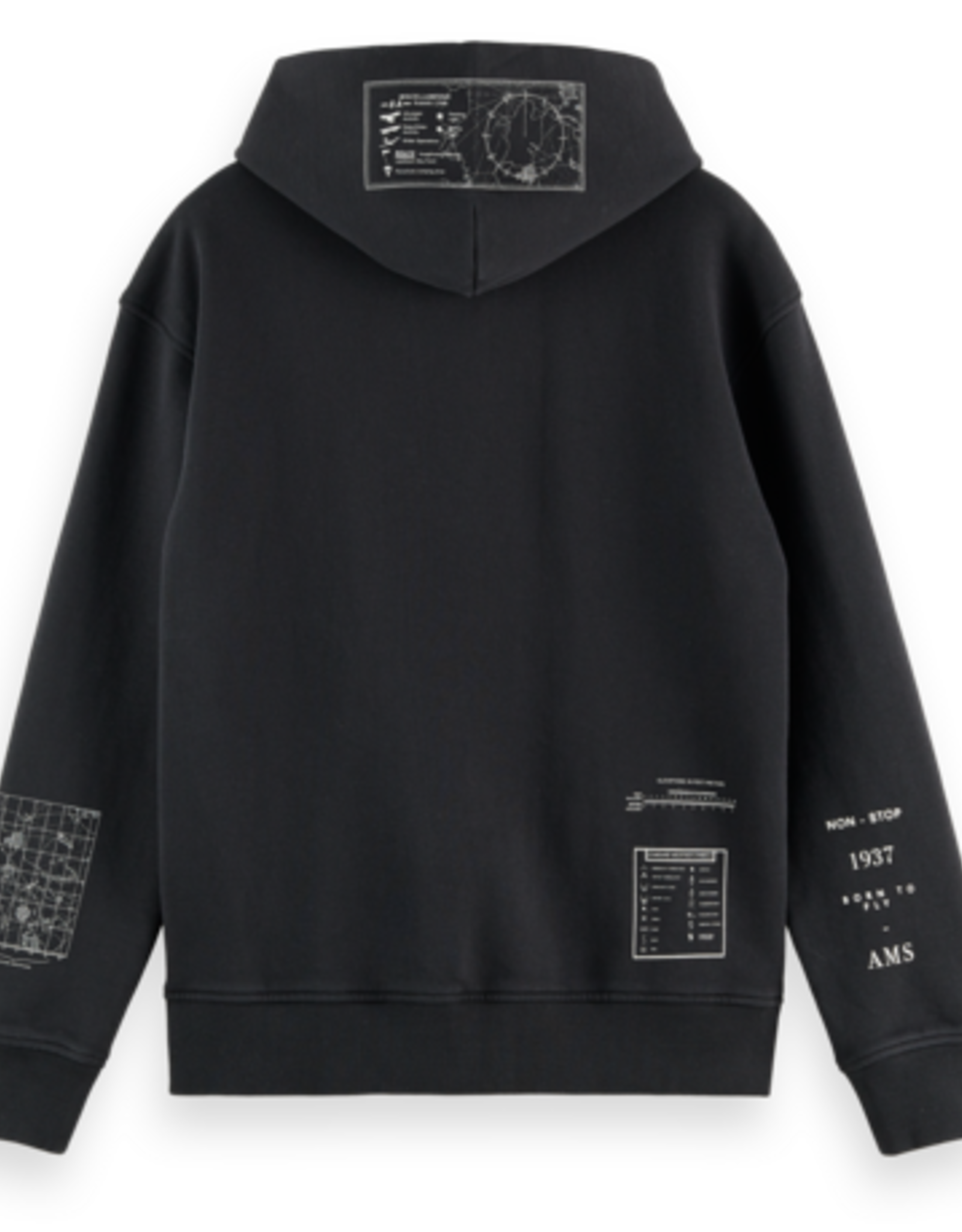 Scotch & Soda SS PRINTED RELAXED-FIT FELPA HOODIE WITH WEATHER PATERN BLACK