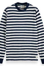 Scotch & Soda SS TEXTURED STRIPED SWEATSHIRT WHITE/NAVY