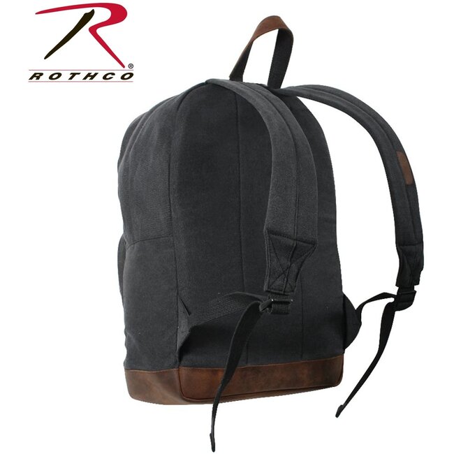 ROTHCO CANVAS TEARDROP PACK W/ LEATHER ACCENT, BLACK