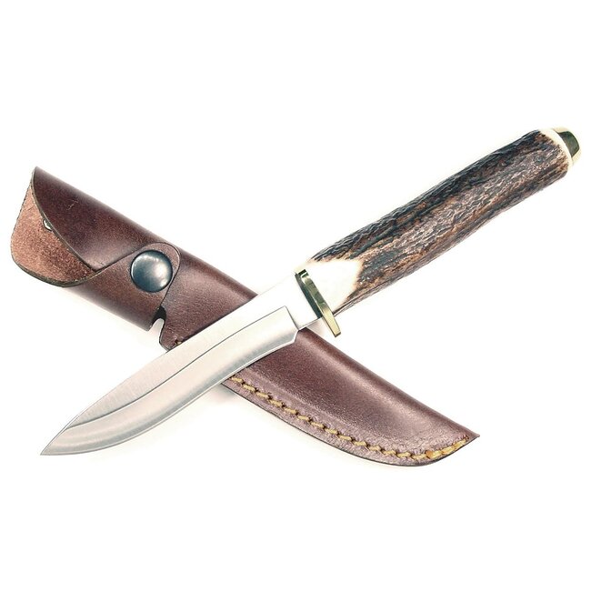 MUELA MUELA RUK002 STAG HANDLE SKINNER GUT-HOOK KNIFE WITH LEATHER SHEATH