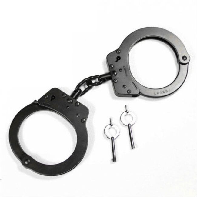 RUKO KNIVES Double Lock Black Steel Handcuffs - G-222FB