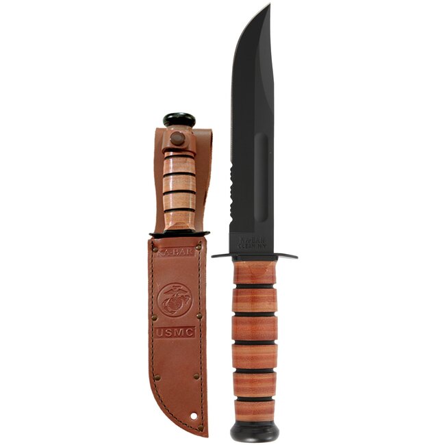 KA-BAR KNIVES KA-BAR- FULL SIZE USMC BROWN SERRATED