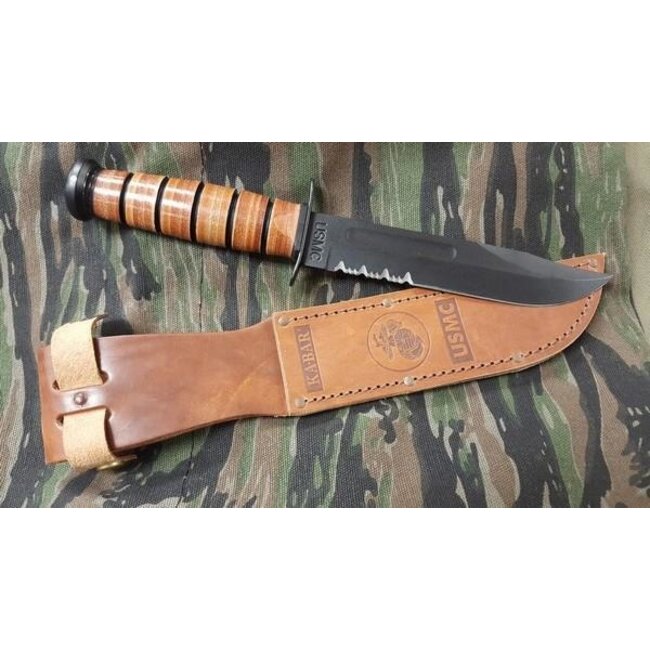 KA-BAR KNIVES KA-BAR- FULL SIZE USMC BROWN SERRATED