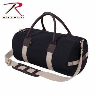 ROTHCO ROTHCO CANVAS & LEATHER GYM DUFFLE BAG - BLACK