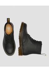 DR. MARTENS DR. MARTENS BLACK GREASY LEATHER LACE UP BOOTS