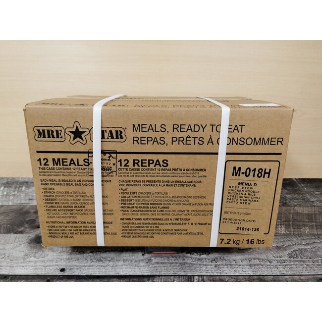NORTH SYLVA MRE (MEAL READY TO EAT)  CASE MENU A