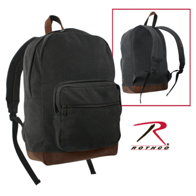 ROTHCO CANVAS TEARDROP PACK W/ LEATHER ACCENT, BLACK