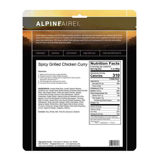 ALPINEAIRE ALPINE AIRE FREEZE DRIED FOOD
